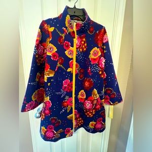 NWT Uncle Frank XS floral quilted jacket with golden yellow zipper